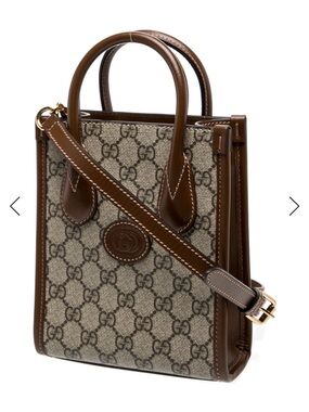 Gucci Brown GG Supreme Mini Tote with Top Handles NWT NEW dust bag included